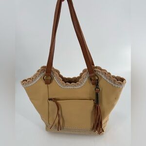 The Sak Bohemian Boho Leather & Lace Shoulder Bag